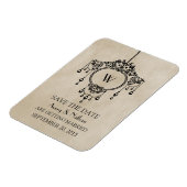 Beige Vintage Kronleuchter Speichern Sie das Date Magnet (Linke Seite)