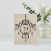 Beige Vintage Kronleuchter Tischnummer Postkarte (Stehend Vorderseite)