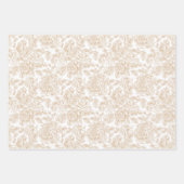 Beige Vintage Rose Blume Muster Geschenkpapier Set (Vorderseite)