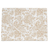 Beige Vintage Rose Blume Muster Große Geschenktüte (Vorderseite)