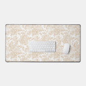 Beige Vintage Rose Blume Muster Schreibtischunterlage (Tastatur & Maus)