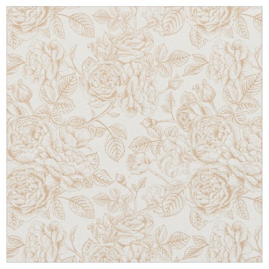 Beige Vintage Rose Blume Muster Stoff (Nahaufnahme)
