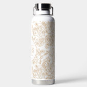 Beige Vintage Rose Blume Muster Trinkflasche (Rückseite)