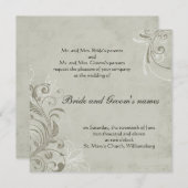 Beige Vintage Swirl-Hochzeit Einladung (Vorne/Hinten)