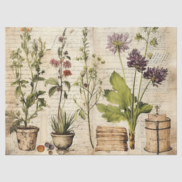 Beige Vintage Wasserfarbe Natürliche Wildblume Seidenpapier