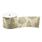 Beige Vintage Weihnachts-Text-SkriptFeiertag Satinband (Spule)