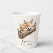 Beige-Wald-Fuchs-Baby-Shower-Papierbecher Pappbecher (Rückseite)