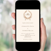 Beige Wappen-Monografie Einladung