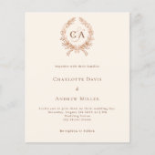 Beige Wappen Monogram QR UAWG Budget Hochzeit (Vorderseite)