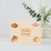 Beige Warme Erntedank Feiertagspostkarte (Stehend Vorderseite)
