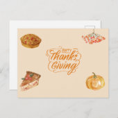 Beige Warme Erntedank Feiertagspostkarte (Vorne/Hinten)