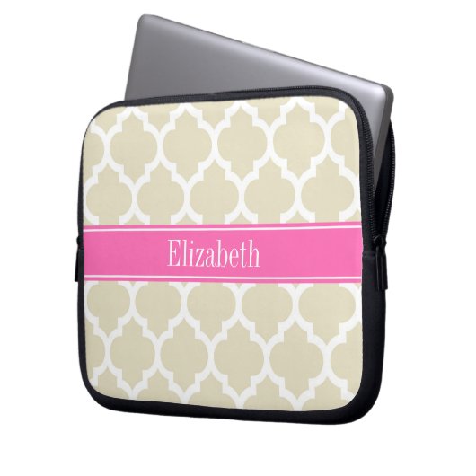 Beige, was marokkanisch #5 Hot Pink #2 Name Monogr Laptopschutzhülle (Vorderseite Links)