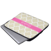 Beige, was marokkanisch #5 Hot Pink #2 Name Monogr Laptopschutzhülle (Vorne Knopf)