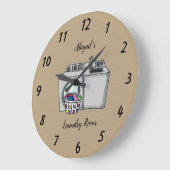 Beige Waschküche Personalisiert große Uhr (Winkel)