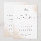 Beige Wasserfarbe Minimalistisch Elegant Save the  Date (Vorne/Hinten)