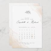 Beige Wasserfarbe Minimalistisch Elegant Save the  Save The Date (Vorne/Hinten)