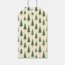 Beige Wasserfarbe Weihnachten Kiefern Bäume Geschenkanhänger