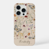 Beige-Wasserfarben-Wildblumen-Mustername  iPhone Hülle (Rückseite)