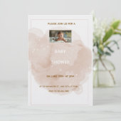 Beige Watercolor Baby shower Invitation  Einladung (Stehend Vorderseite)