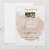 Beige Watercolor Baby shower Invitation  Einladung (Vorne/Hinten)