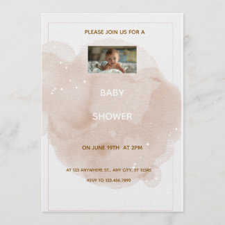 Beige Watercolor Baby shower Invitation  Einladung