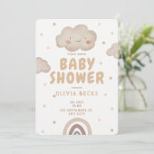 Beige Watercolor Babydusche Einladung (Stehend Vorderseite)