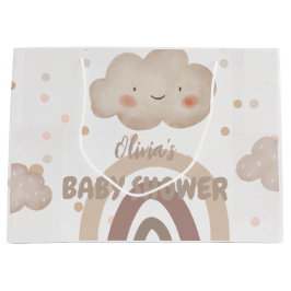 Beige Watercolor Babydusche Große Geschenktüte