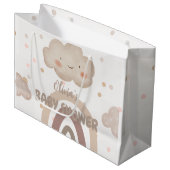 Beige Watercolor Babydusche Große Geschenktüte (Vorderseite Schrägansicht)