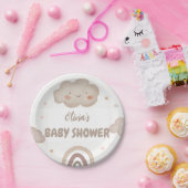 Beige Watercolor Babydusche Pappteller (Party)