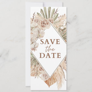 Beige Watercolor Boho Save Date Wedding Invitation Einladung