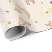 Beige Watercolor Waldtiere Geschenkpapier (Rolleneckpunkt)