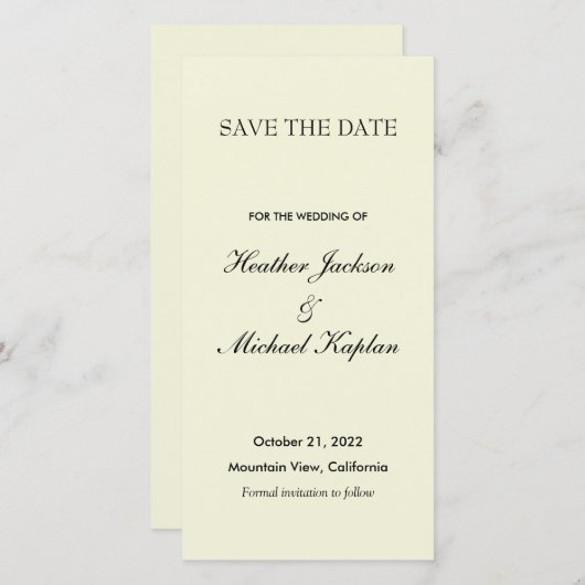 Beige Wedding Beruflich Minimalistisch Save The Date (Vorne/Hinten)