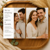 Beige Wedding Elopement Minimal Photo Einladung