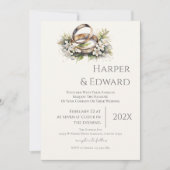 beige wedding invitation with ring einladung (Vorderseite)
