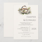 beige wedding invitation with ring einladung (Vorne/Hinten)