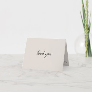 Beige Wedding Message Script-Namen Dankeskarte