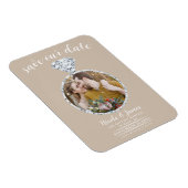 Beige Wedding Ring Bling Foto Save the Date Magnet (Rechte Seite)
