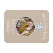 Beige Wedding Ring Bling Foto Save the Date Magnet (Horizontal)