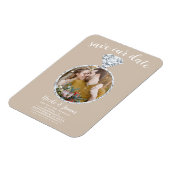 Beige Wedding Ring Bling Foto Save the Date Magnet (Linke Seite)