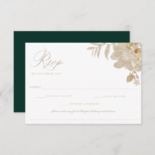 Beige Wedding RSVP Lebensmittelallergie (Vorne/Hinten)