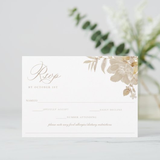 Beige Wedding RSVP Lebensmittelallergie (Stehend Vorderseite)