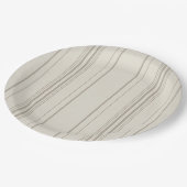 Beige weich gestreifte Papierplatten Pappteller (Schrägansicht)