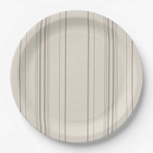 Beige weich gestreifte Papierplatten Pappteller (Vorderseite)