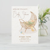 Beige weiche Babydusche Einladung (Stehend Vorderseite)
