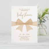 Beige weiche, braune Bugbaby-Dusche Einladung (Stehend Vorderseite)