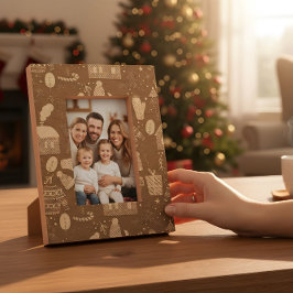 Beige-Weihnachts-Schreibtischrahmen – Festliches W Geätzte Rahmen