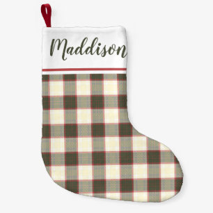 Beige Weihnachtsmuster kariertes Muster personalis Kleiner Weihnachtsstrumpf