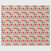 Beige Weihnachtsmuster Wrapping Paper Geschenkpapier (Flach)