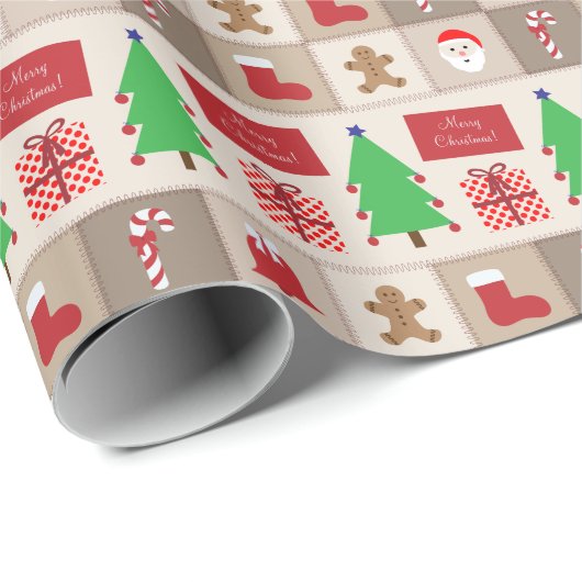 Beige Weihnachtsmuster Wrapping Paper Geschenkpapier (Rolleneckpunkt)