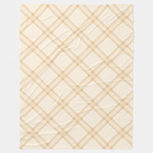 Beige Weiß Diagonal Kariertes Druckdesign Fleecedecke (Vorderseite)